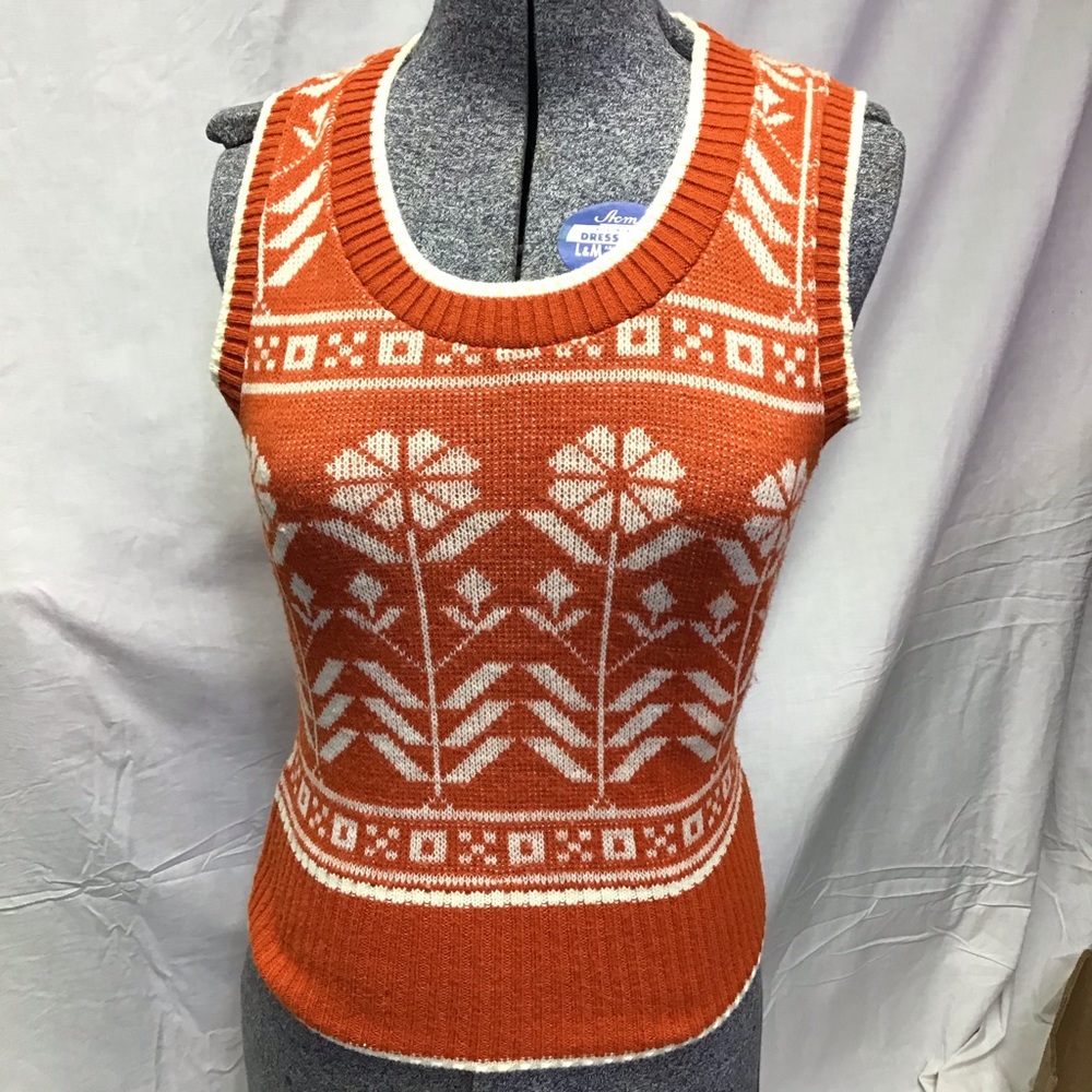 Vintage Fair Isle Style Scoop Neck Sweater Vest